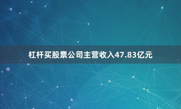 杠杆买股票公司主营收入47.83亿元